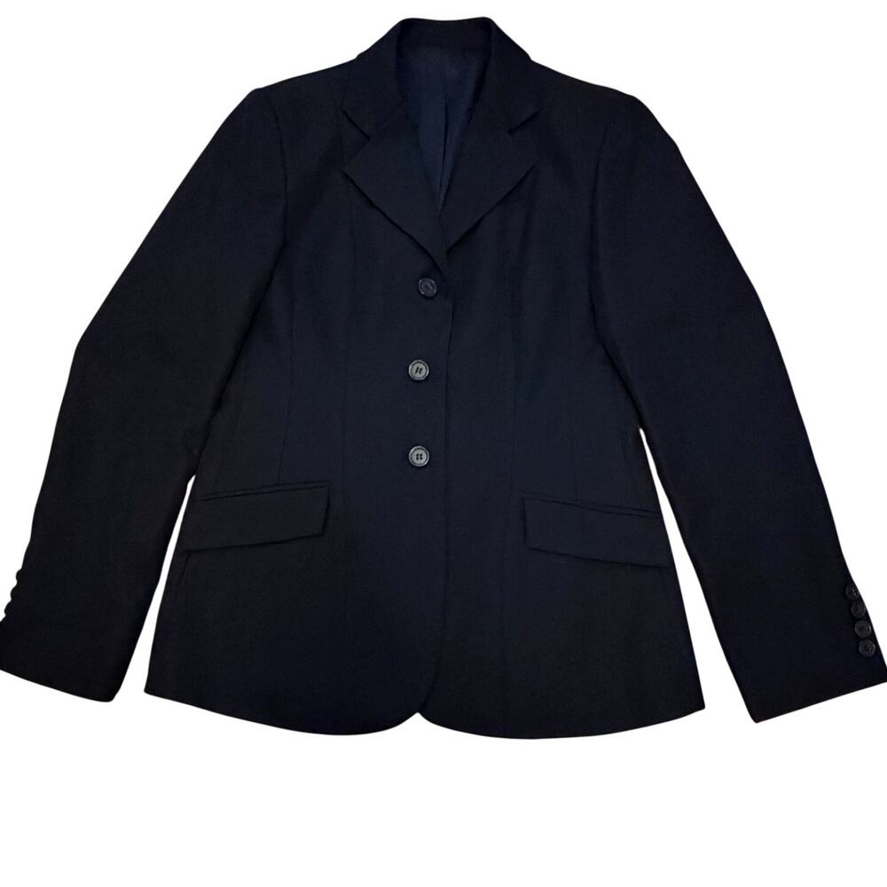 Shires Equestrian Three Button Blazer Solid Dark Navy Blue Size US 4R
